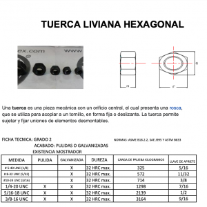 TUERCA LIVIANA HEXAGONAL
