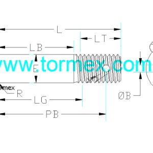 cabeza botón con rosca