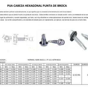 PIJA CABEZA HEXAGONAL PUNTA DE BROCA
